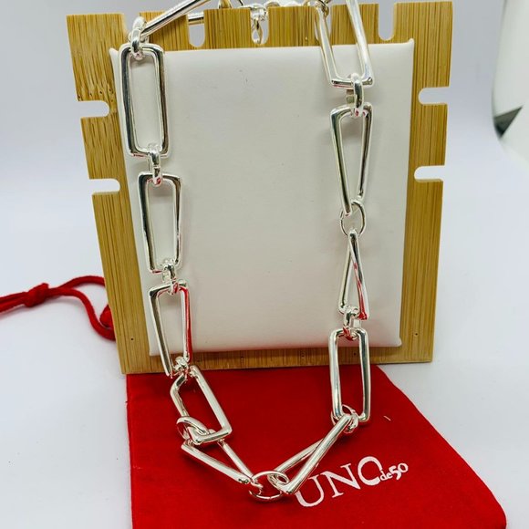Uno de 50 Necklace Silver GALAXY NECKLACE lobster clasp squared silver link - Picture 1 of 4